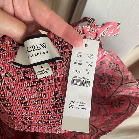 J. Crew Collection Tie-Shoulder Tank Top Women's 4 Ratti Coral Vines BK818 - Picture 8 of 9